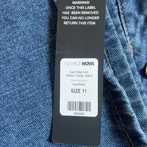 Fashion Nova Can't Stop Non Stretch Cargo Jeans - Dark Blue